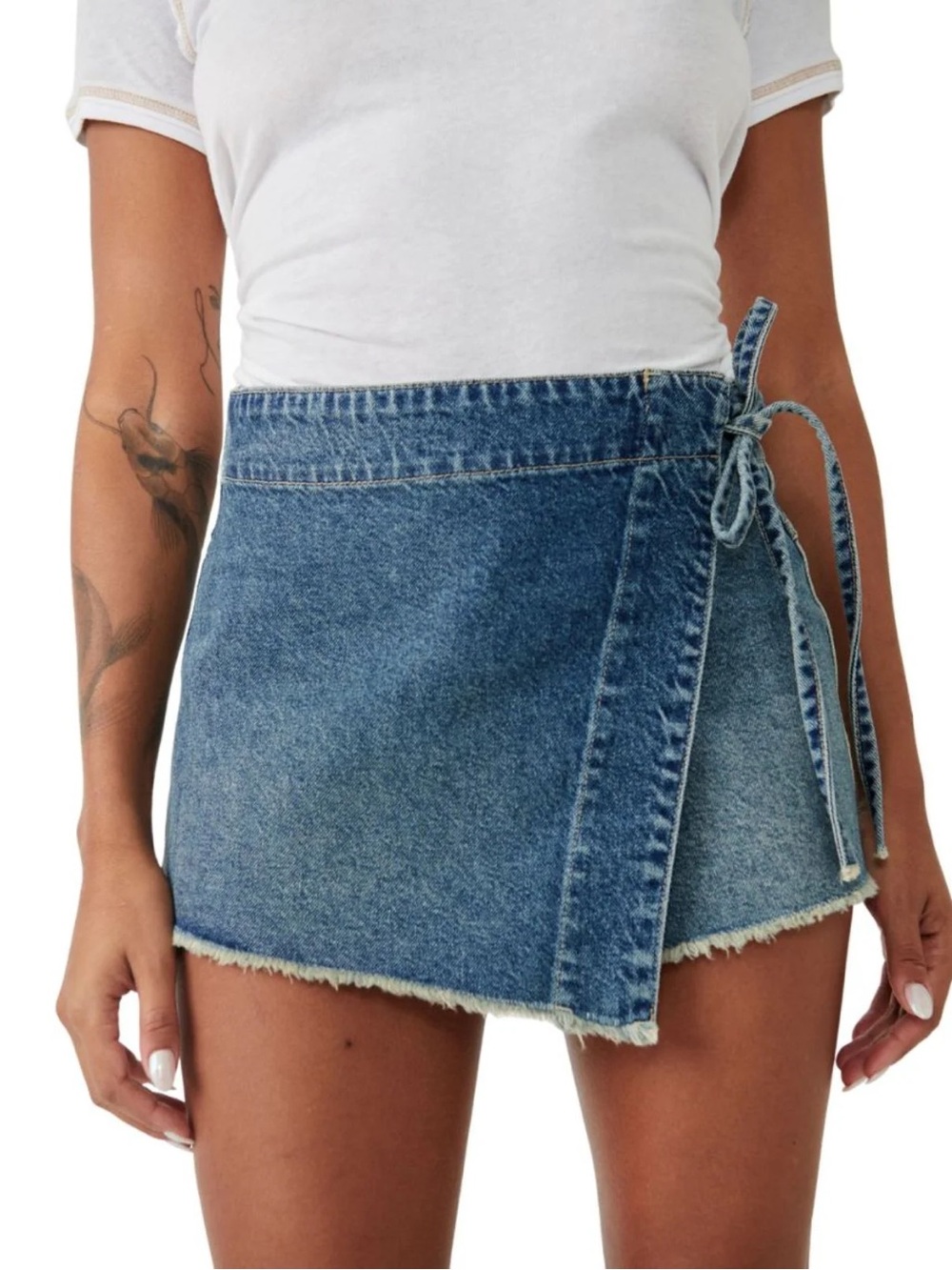 Free People Emmy Denim Skort MISTY BLUE